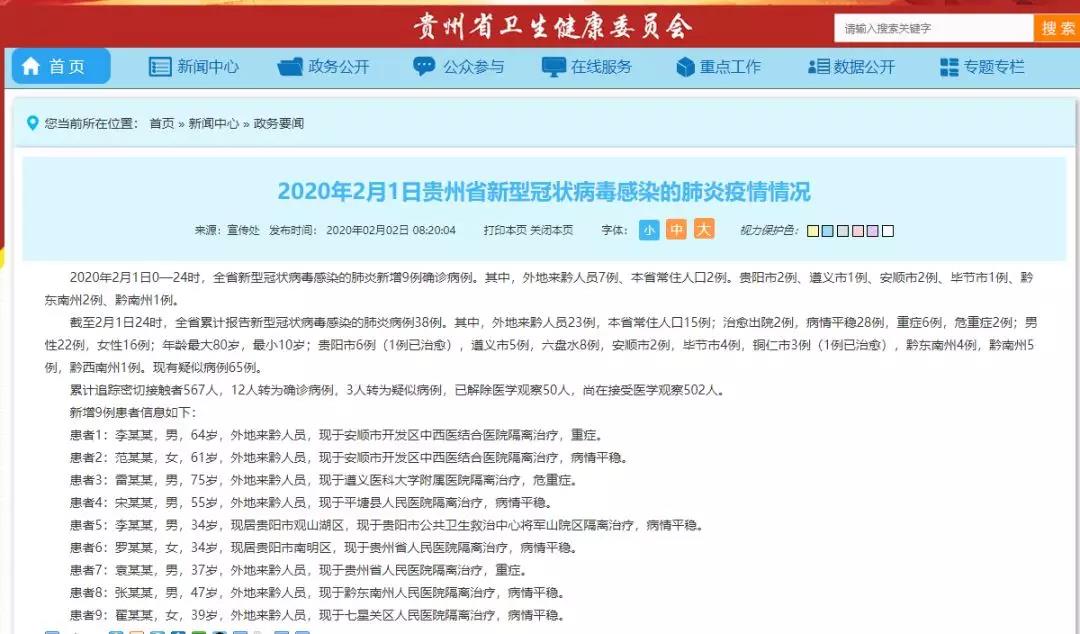 贵州快报新增9例•累计38例