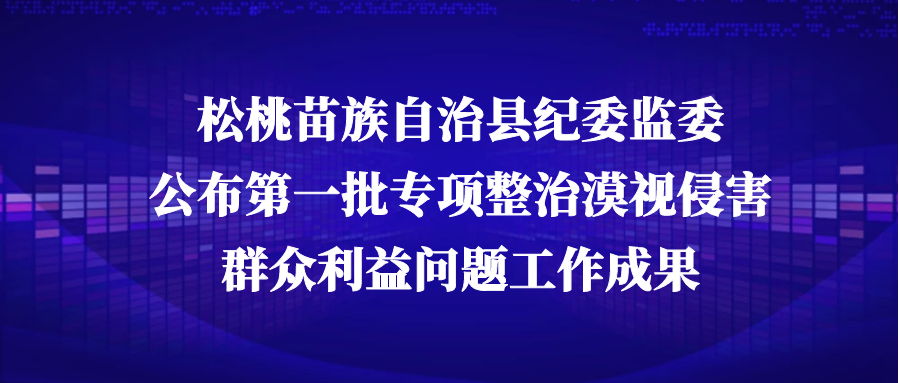 松桃苗族自治县纪委县监委公布第一批专项整治漠视侵害群众利益问题工作成果