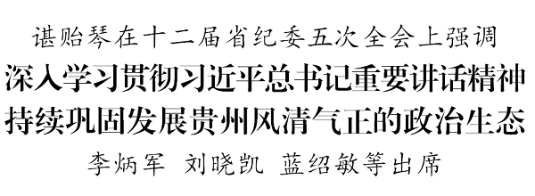 谌贻琴在十二届省纪委五次全会上强调：深入学习贯彻习近平总书记重要讲话精神，持续巩固发展贵州风清气正的政治生态